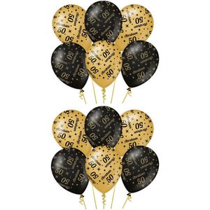 Paperdreams Ballonnen - luxe Abraham/50 jaar feest - 12x stuks - zwart/goud - 30 cm