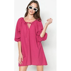 Pink Pareo Strandkleding -One size- Dames zomer strandjurk korte mini-jurk strandponcho casual losse pareo