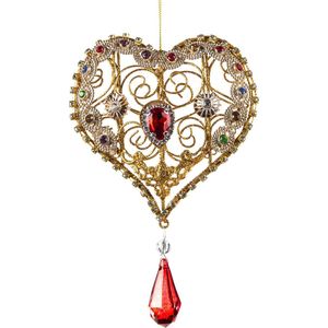 Goodwill Kerstbal Hart met Juwelen Goud-Rood 15 cm