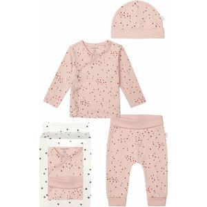 Noppies - Cadeausetje - Newborn - Cadeaudoosje met Kledingset - Kraamcadeau - Babyshower - 3delig - Broek Nicea - Overslag Shirt Nantes - Mutsje Navar - Rose Smoke - Maat 56
