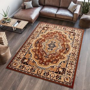 Tapiso Atlas PP Vloerkleed Bruin Oosters Woonkamer Tapijt Maat- 140x200