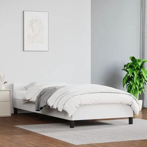 The Living Store Bedframe - Kunstleer - Wit - 203x103x50 cm - Geschikt voor 100x200 cm matras