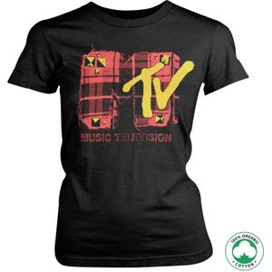 MTV Dames Tshirt -2XL- Plaid Organic Zwart