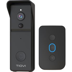Tiqvi - Smart Videodeurbel Draadloos - WiFi - Full HD 1080P - Bewegingsdetectie - Nightvision - USB Chime