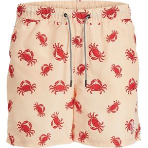 Jack & Jones Heren Zwemshorts JPSTFIJI AOP Oranje Krabben Print - Maat S