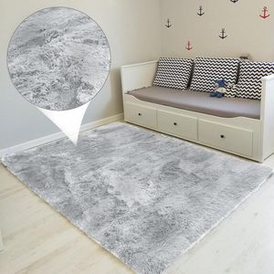 Woonkamertapijten - Groot tapijt voor woonkamer, hoogpolige en wasbare kamertapijten, grijs en wit