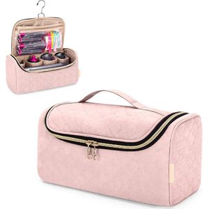 Travel Case Geschikt Voor Dyson Fohn - Opbergtasje Haarstyler - Reistas Stijltang Opzetstukken - Met Vakken Voor Accessoires Van Dyson - Hair Curler Accessoires - Toilettas Dames - Opbergtas - Reistas - Reisetui - Organizer - Roze