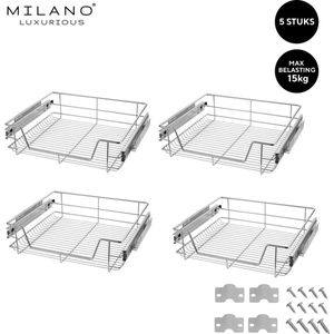 Milano Luxurious®- Schuiflades keukenkast – Lade Organizer – Draadmanden – Opberger - Opbergsysteem – 45 cm – 5 stuks