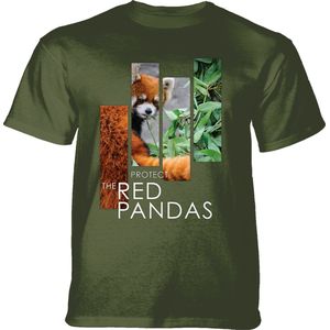 T-shirt Protect Red Panda Split Portrait Green L