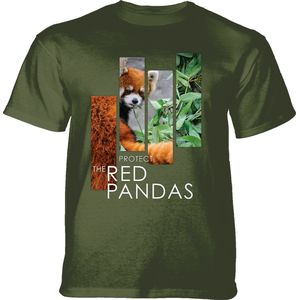 T-shirt Protect Red Panda Split Portrait Green 4XL