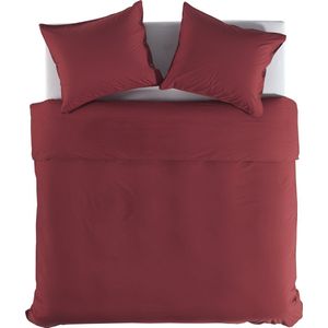 Premium Percale Katoen Tweepersoons Dekbedovertrek Uni Rood | 200x200/220 | Fijner Geweven En Heerlijk Zacht | Hoogwaardige Kwaliteit