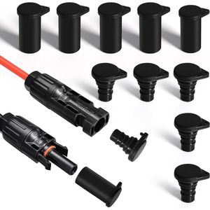 PV Plug Dust Covers 10 Pairs Silicone Dustproof Waterproof Cap Plug Solar Panel Connection Caps for Solar Inverter (Size : Black)