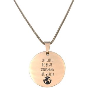 Ketting RVS - Rond - Rosegoud - Officieel De Beste Bonusmama Ter Wereld
