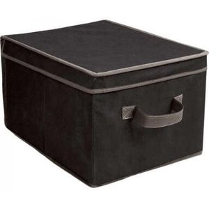 Opbergdoos zwart-Opbergmand met deksel-40x30x24 cm-Opberbox