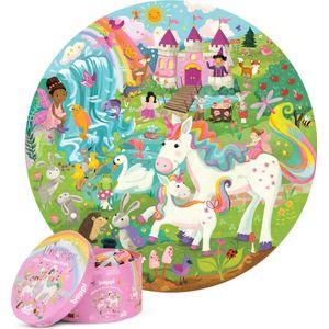 Magische eenhoorn - ronde puzzel - 150 stukjes - 58cm diameter - gemaakt van recycled karton