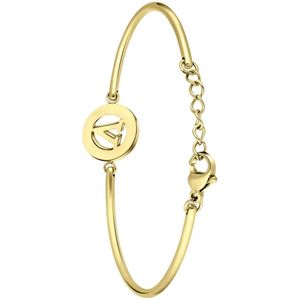 Lucardi Dames Goldplated armband met letter - V - Staal - Armband - Cadeau - 20 cm - Goudkleurig