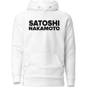 Satoshi Nakamoto - Premium Unisex Bitcoin Hoodie - Wit - Maat XL | Bitcoin cadeau| Crypto cadeau| Bitcoin Trui| Crypto Trui| Crypto Hoodie| Bitcoin Hoodie| Bitcoin Merch| Crypto Merch| Bitcoin Kleding| Crypto Kleding