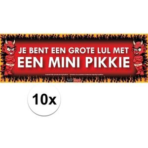 10x Sticky Devil Je bent een grote lul met een mini pikkie grappige teksen stickers