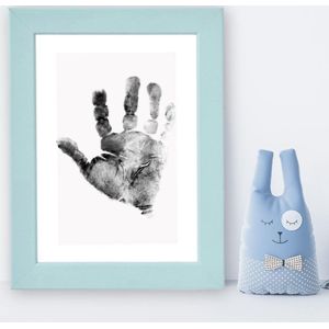 Handafdrukset baby hand en voetafdruk afdruk met fotolijst cadeau voor de geboorte inktvrije voetafdruk voor pasgeboren handen en voeten geschenkset (blauw)