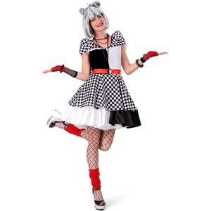 Funny Fashion - Formule 1 Kostuum - Perfecte Finish Zwart Wit - Vrouw - Zwart / Wit - Maat 36-38 - Carnavalskleding - Verkleedkleding