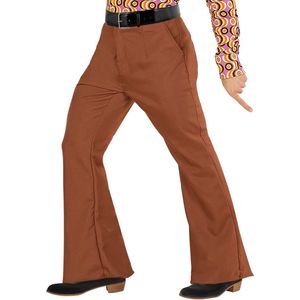 Widmann - Hippie Kostuum - Groovy Gandalf 70s Heren Broek, Bruin Man - Bruin - XXL - Carnavalskleding - Verkleedkleding
