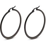 Hoop Oorringen Cilla Jewels Edelstaal Zwart-60mm