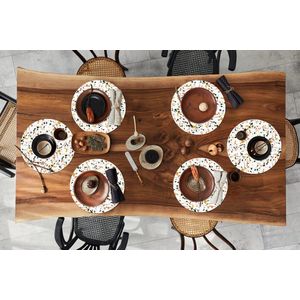 Ronde placemats - Onderlegger - Placemats rond - Roze - Zwart - Terrazzo - Patronen - 6 stuks