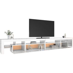 The Living Store TV-meubel LED-verlichting - bewerkt hout - hoogglans wit - 290 x 36.5 x 40 cm - voldoende opbergruimte