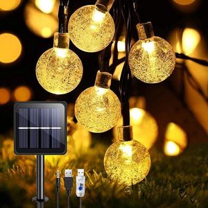 Lichtsnoer op Zonne-energie - Solar tuinverlichting - 50 Leds - 8 Meter - Waterdichte Lichtsnoer - Buiten/Binnenverlichting - Verlichting voor Tuin, Bomen, Terras, Kerstmis, Bruiloften, Feesten