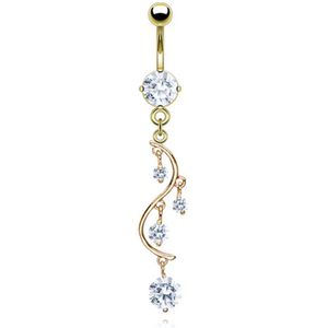 Navelpiercing hart gold plated 14kt. fijne hanger wit