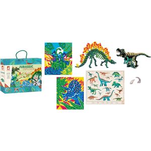 Janod Hachette - Jurassic Explorer - Dinosaurus Ontdekkingsreiziger Koffer - 5 Creatieve Activiteiten In Een Mooie Explorerkoffer - Schilderworkshops, Krasloten En Nog Veel Meer! - Voor Echte Dinosaurusfans - Geschikt Vanaf 7 Jaar