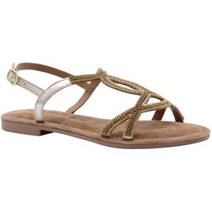 Lazamani - Malia Dames Sandalen Leer Gold - Maat 38