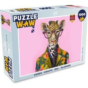 Puzzel Dieren - Giraffe - Bril - Bloemen - Legpuzzel - Puzzel 1000 stukjes volwassenen