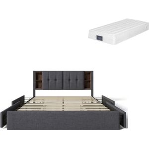 Gotagee Gestoffeerd bed Laag bed Tweepersoonsbed Jeugdbed Bed met opbergruimte Met draadloos opladen Bed met opbergruimte Bed met lades Bed met matras