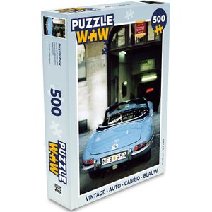 Puzzel Vintage - Auto - Cabrio - Blauw - Legpuzzel - Puzzel 500 stukjes