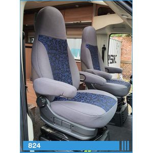 Set stoelhoezen voor bestuurder en passagiers, compatibel met camper FIAT Ducato 824, grijs/blauw