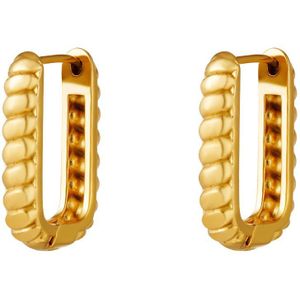 Rechthoekige oorbellen met baquette - Yehwang - Oorbellen - One size - Goud