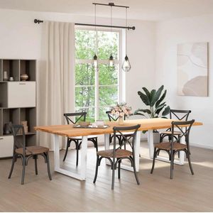 vidaXL - Eettafel - met - natuurlijke - rand - 280x120x74 - cm - massief - eikenhout