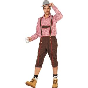 Wilbers & Wilbers - Boeren Tirol & Oktoberfest Kostuum - Bierdrinkende Tiroler Bruin Man - Bruin - Maat 60 - Bierfeest - Verkleedkleding