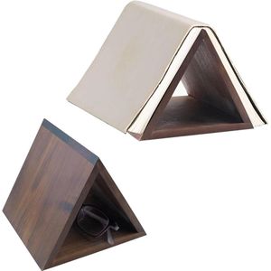Driehoekige houten boekenstandaard - Gepersonaliseerde boekrek voor lezen - Boekaccessoires - Boekenhouder cadeau - Boekenliefhebbers - Set van 2