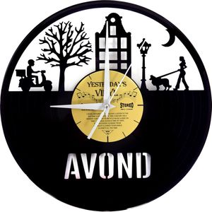 Avondklok - Klok gemaakt van vinyl - langspeelplaat - LP klok - Met geschenkverpakking