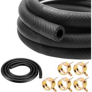 Brandstofslang 8 mm - 3 meter - Set met 6 stuks slangklemmen - Dieselslang voor grasmaaier, auto, tractor