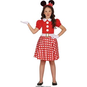 Guirca - Mickey & Minnie Mouse Kostuum - Minnie De Vriendin Van Mickey Mouse - Meisje - Rood - 10 - 12 jaar - Carnavalskleding - Verkleedkleding