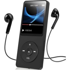 QProductz Mp3 Speler Bluetooth - Mp3 Speler met Opneemfunctie - Mp3 met 32GB Geheugenkaart - Zwart - Snel Oplaadbaar - Boeken Luisteren - Inclusief FM