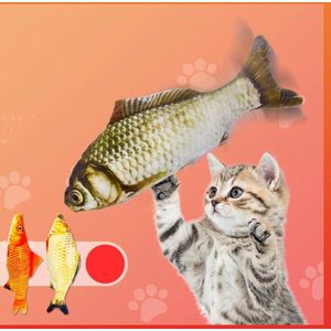 Kattenspeeltjes vissen 3 stuks- knuffels 19 cm - Oranje goudvis/makreel - Speelgoed vissen voor katten en kitten