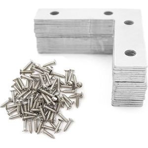 RVS L-plaat platte connector houten gatplaat hoekbeugel (60x60mm) - Set van 20