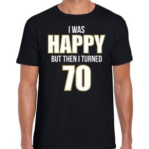 Verjaardag t-shirt 70 jaar - happy 70 - zwart - heren - zeventig jaar cadeau shirt XXL