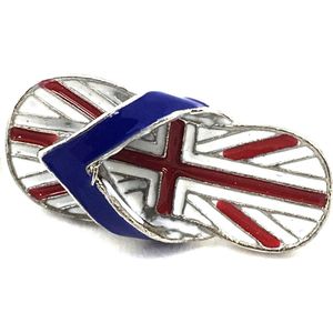 Teen Slipper FlipFlop Brits Engelse Vlag Emaille Pin 1.3 cm / 2.9 cm / Wit Blauw Rood