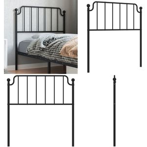 vidaXL Hoofdbord 90 cm metaal zwart - Hoofdbord - Hoofdborden - Hoofdeinde - Metalen Hoofdbord