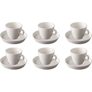 Palmer - Da Vinci - Koffie kop en schotel - 6 stuks - 20 cl - Wit - Porselein - Koffiekopjes